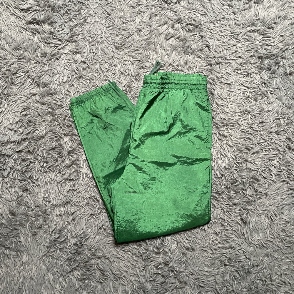 Vintage 90's Green Jogger Track Pants Sweatpants Lightweight Zipper Size Large